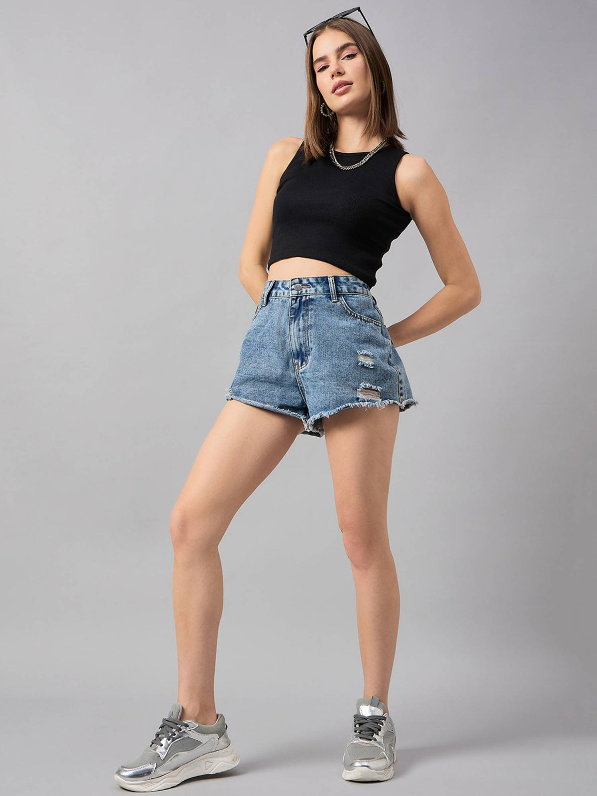 Black Women Cotton Crop Top | CT61 - view 5