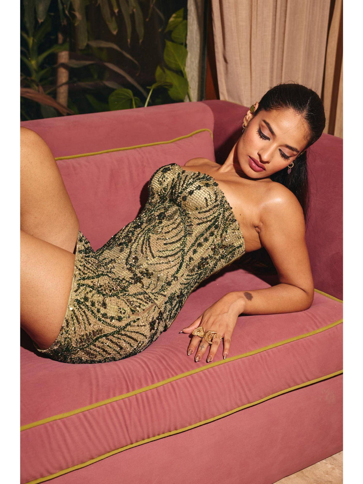 Zanzibar Green Embellished Corset Top | CT61 - view 5