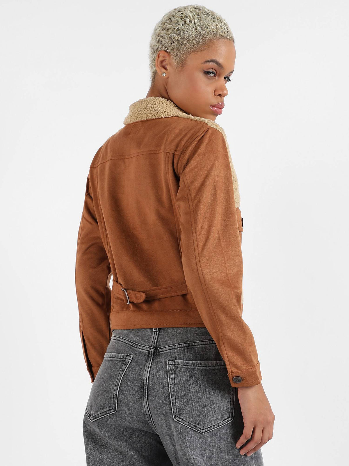 Womens Contrast Sherpa Jacket | JC78 - view 4
