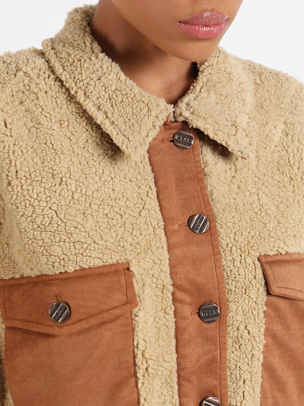 Womens Contrast Sherpa Jacket | JC78 - view 7