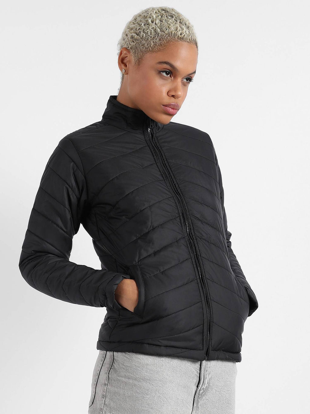 Womens Quilted Puffer Jacket With Zip Closure | JC78 - view 2