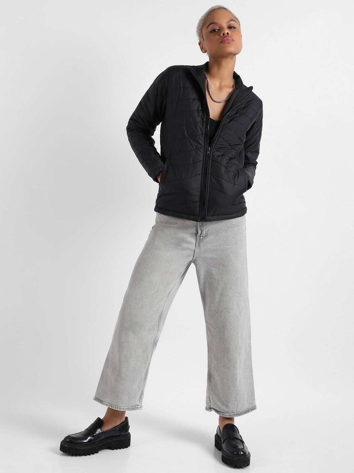 Womens Quilted Puffer Jacket With Zip Closure | JC78 - view 4