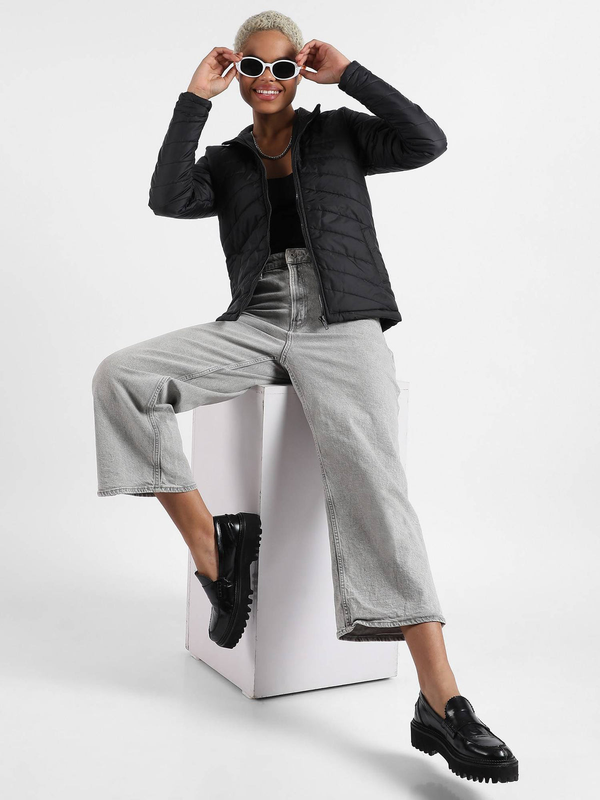 Womens Quilted Puffer Jacket With Zip Closure | JC78 - view 5