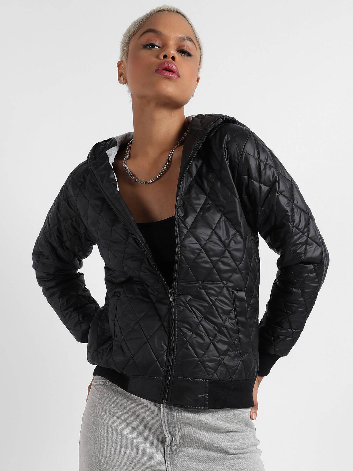 Womens Quilted Puffer Jacket With Zip-Closure | JC78 - view 1
