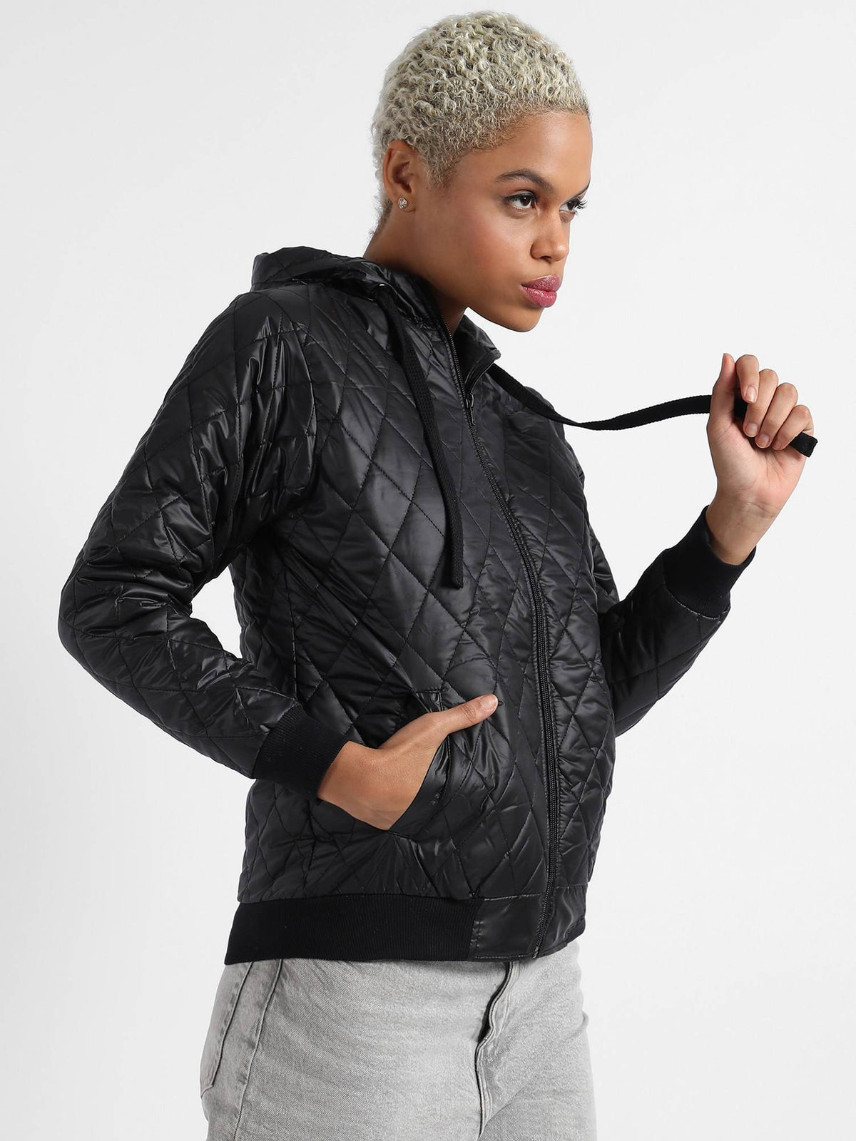 Womens Quilted Puffer Jacket With Zip-Closure | JC78 - view 2