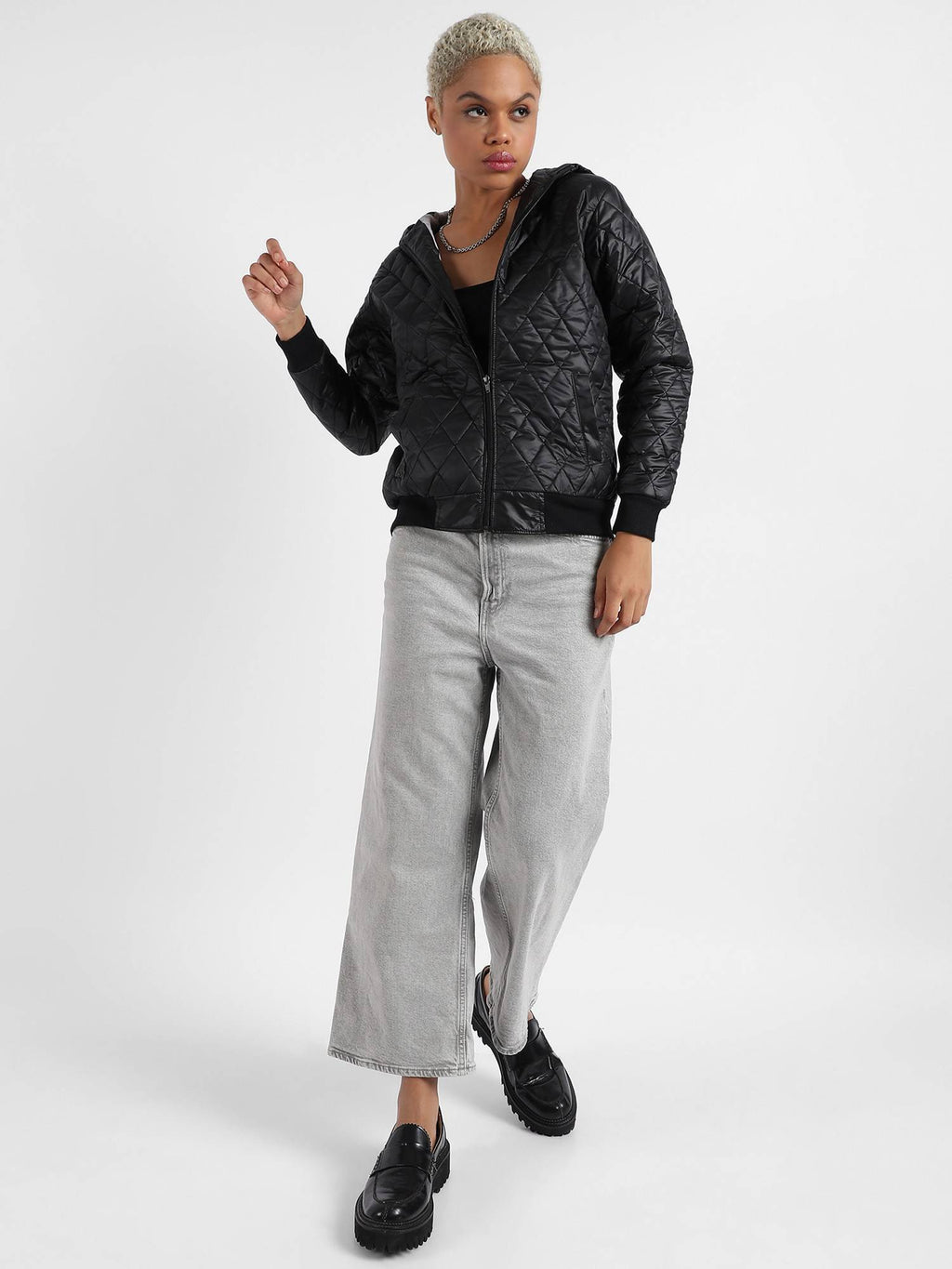 Womens Quilted Puffer Jacket With Zip-Closure | JC78 - view 4