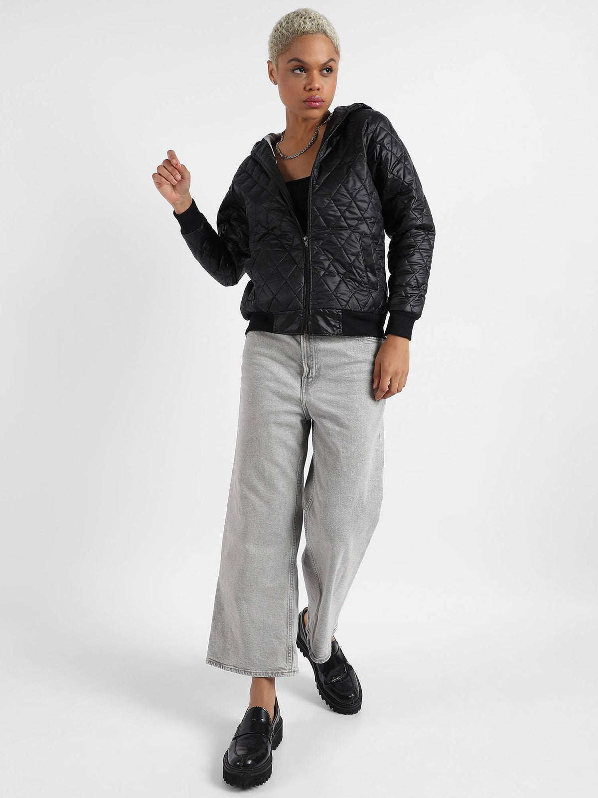 Womens Quilted Puffer Jacket With Zip-Closure | JC78 - view 4