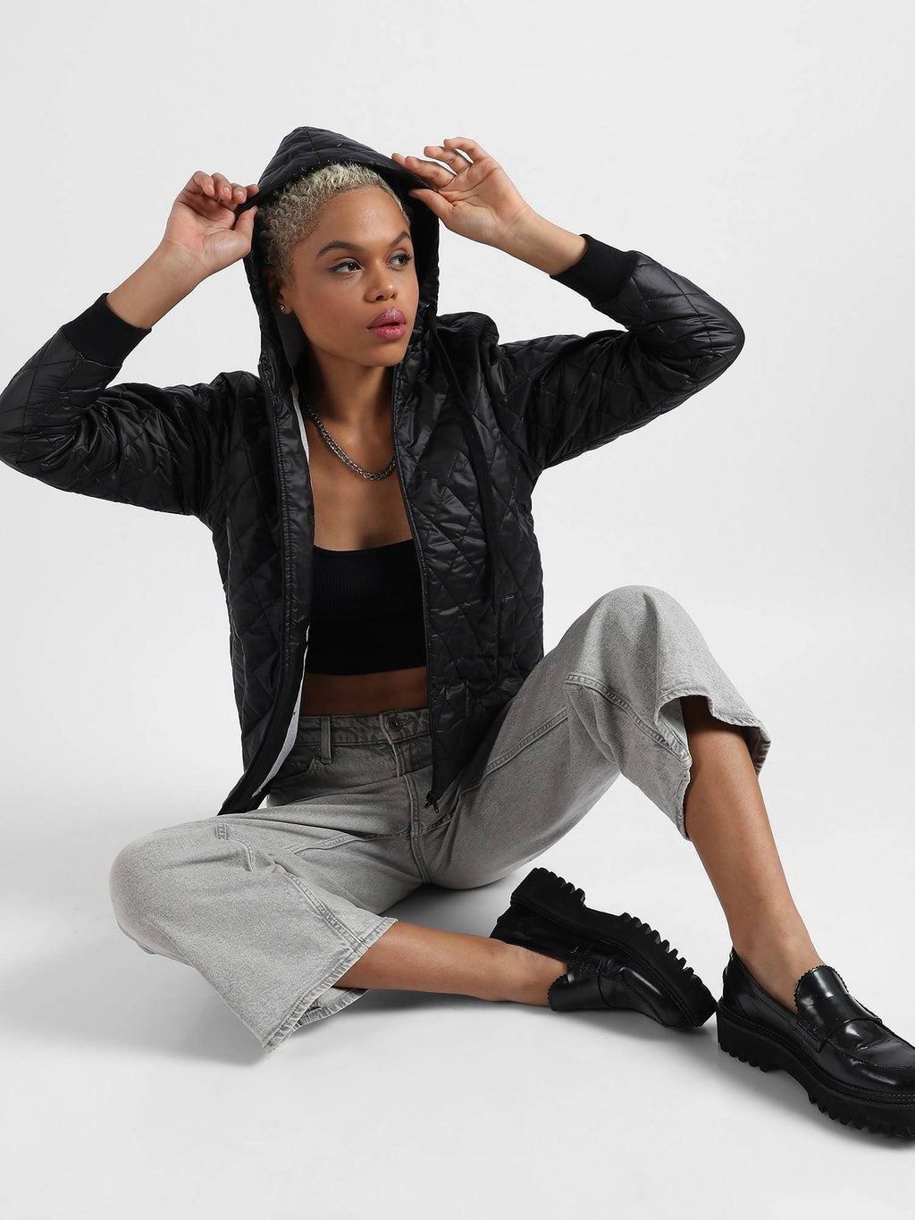 Womens Quilted Puffer Jacket With Zip-Closure | JC78 - view 5