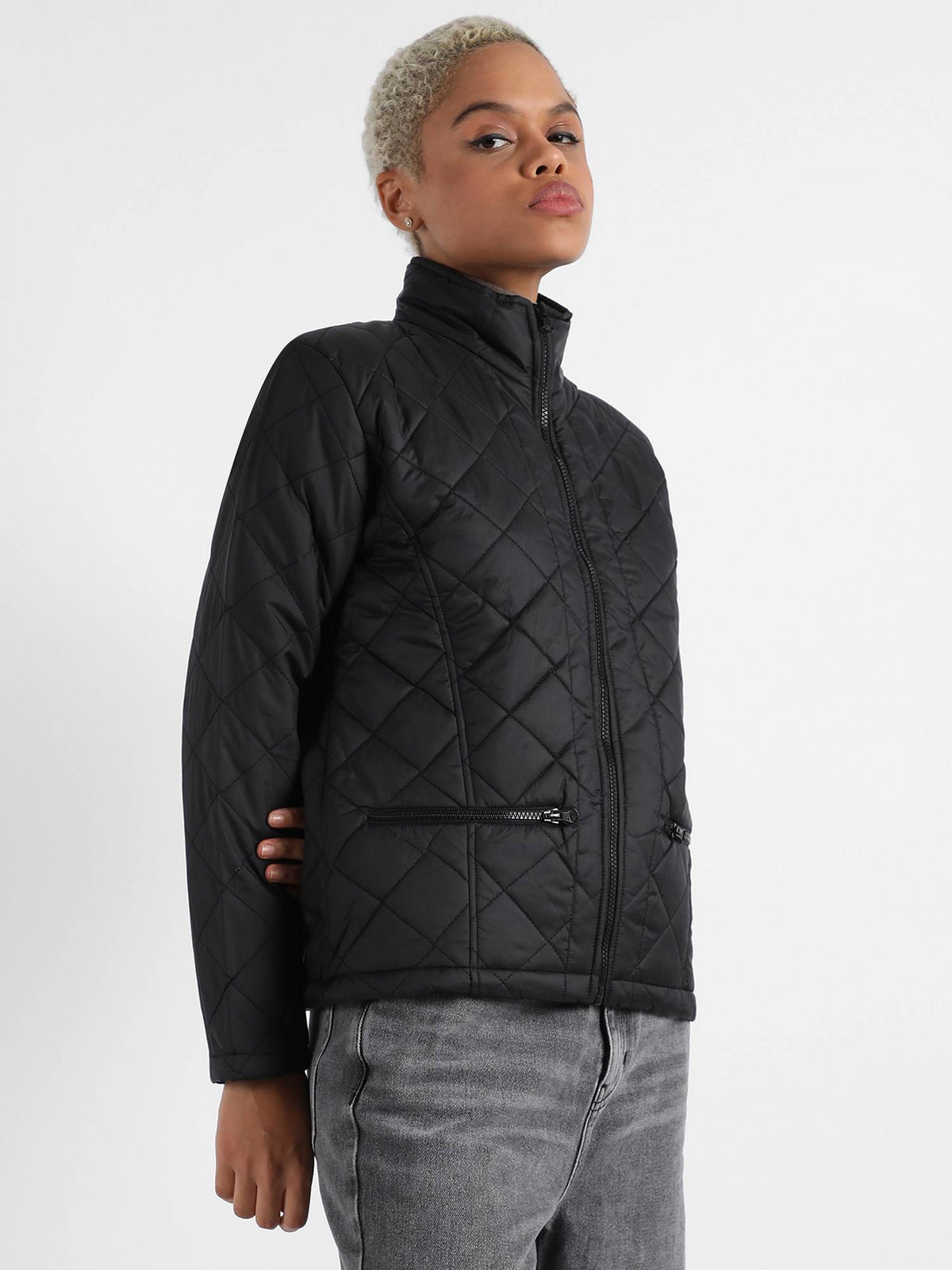 Womens Quilted Puffer Jacket With Zip Closure | JC78 - view 2