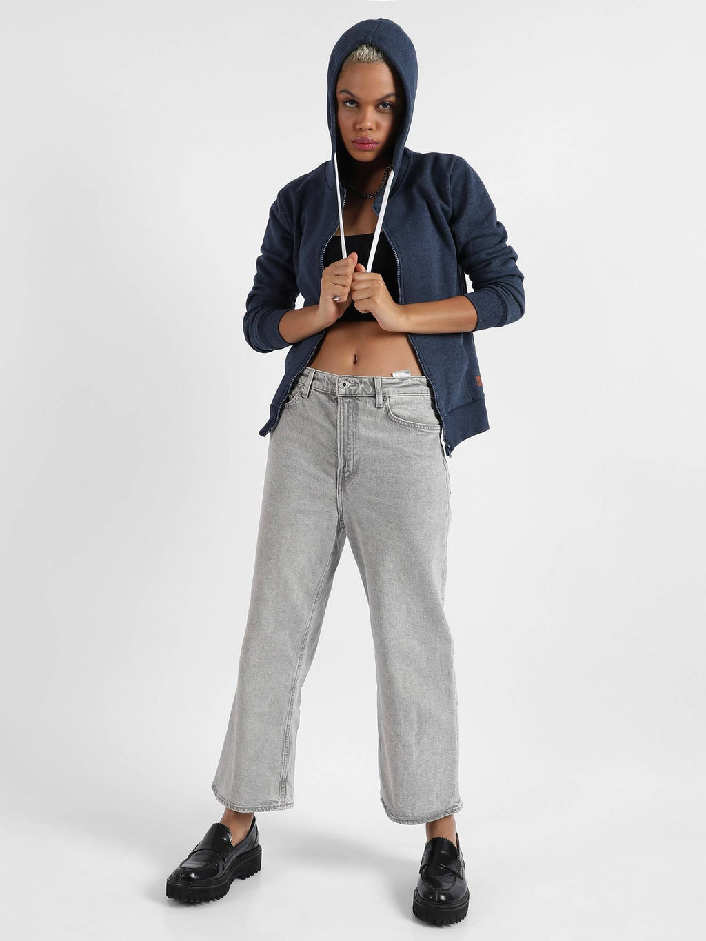 Womens Zip-Front Hoodie With Contrast Drawstring | HD56 - view 6
