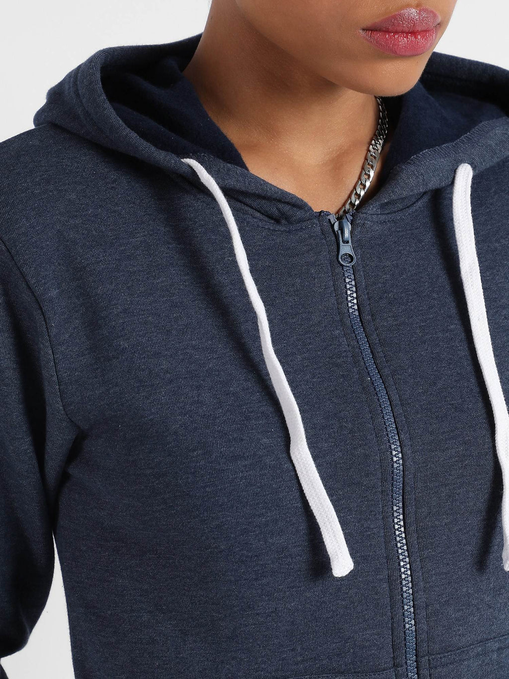 Womens Zip-Front Hoodie With Contrast Drawstring | HD56 - view 7