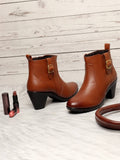 Tan Women Zip Casual Boots | BT61 - view 1