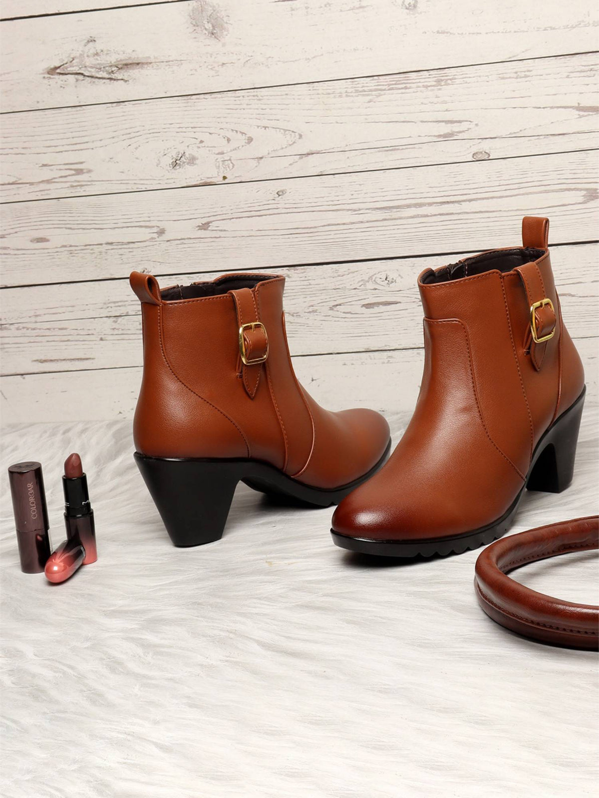 Tan Women Zip Casual Boots | BT61 - view 1