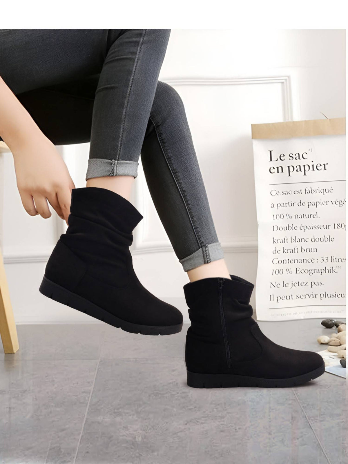 Black Women Zip Casual Boots | BT61 - view 1