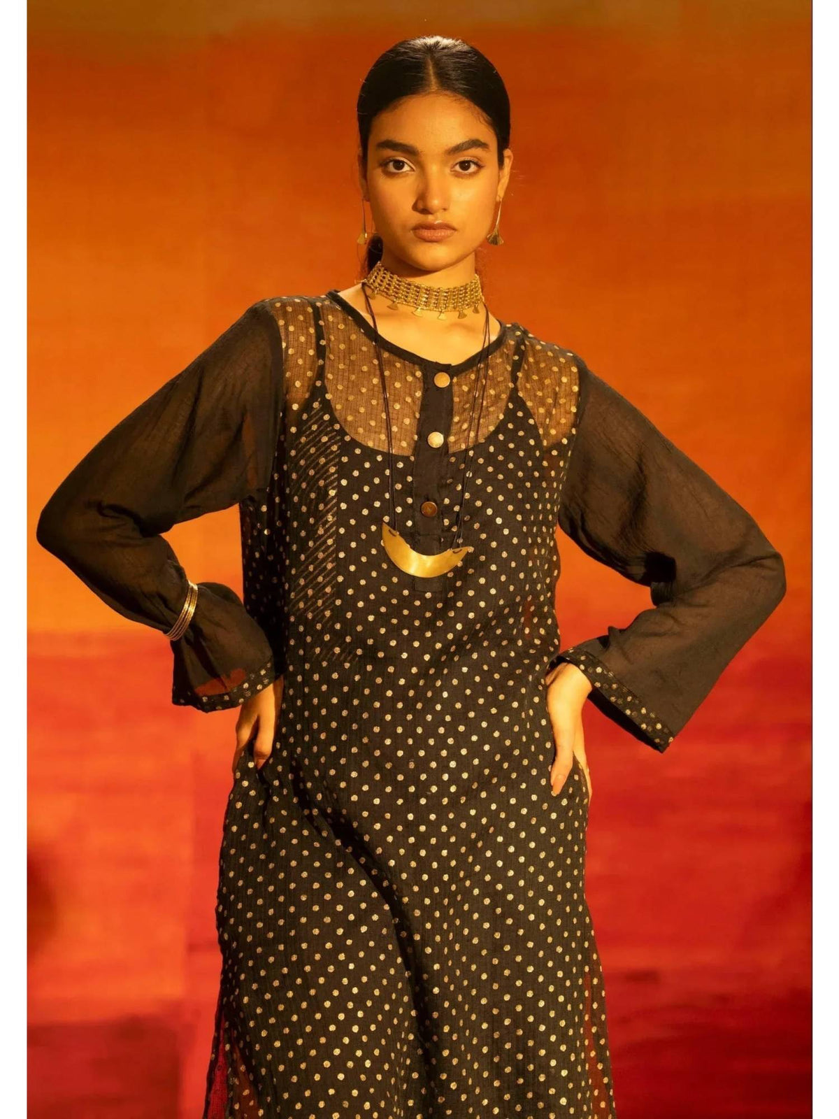 Illume Rivet Black Kota Kurta with Slip | KDG - view 4