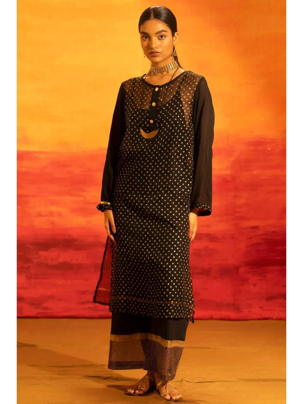Illume Rivet Black Kota Kurta with Slip | KDG - view 3