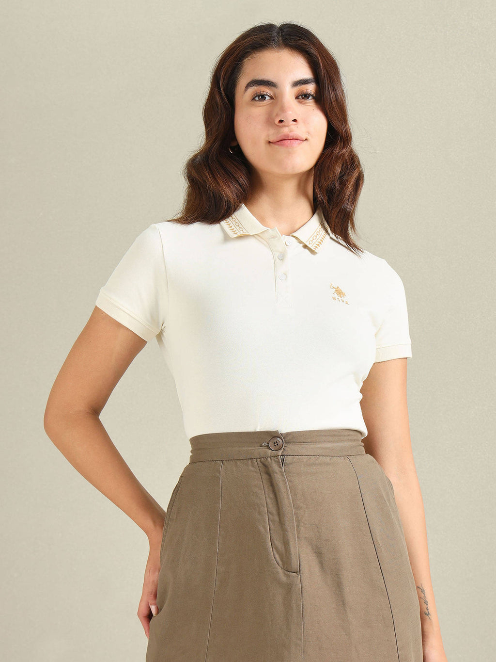 Embroidered Collar Regular Polo T-Shirt | PW43 - view 1