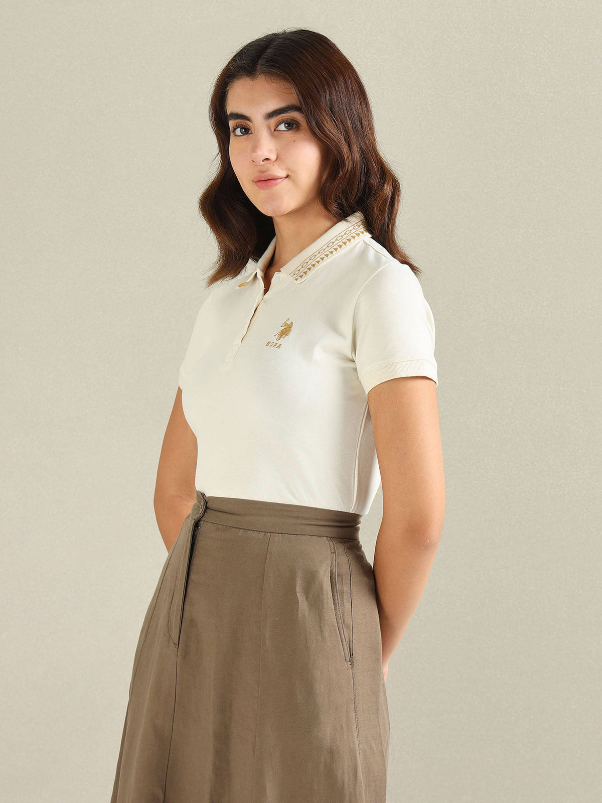 Embroidered Collar Regular Polo T-Shirt | PW43 - view 4