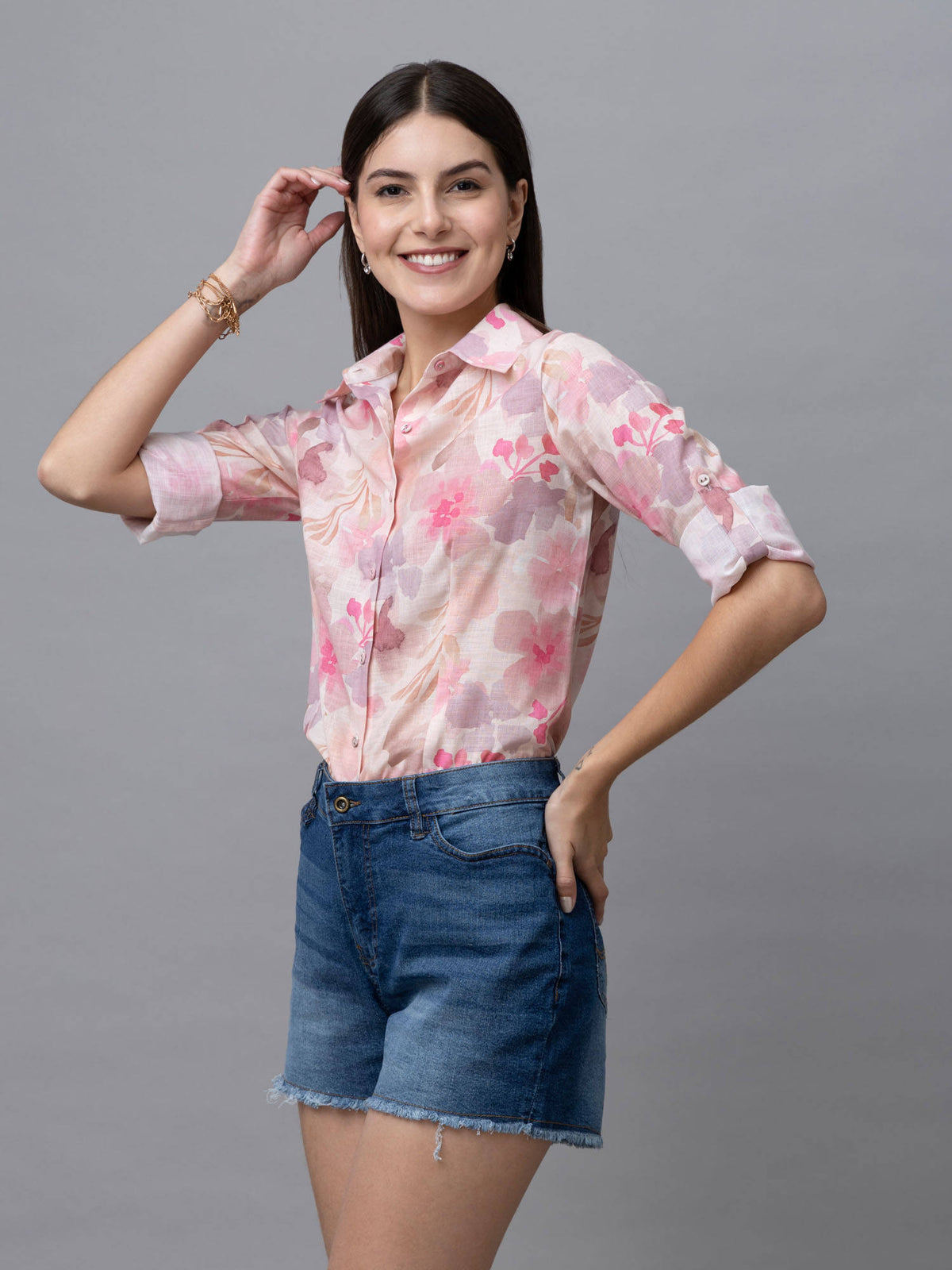 Pink Casual Linen Shirt | S67 - view 3