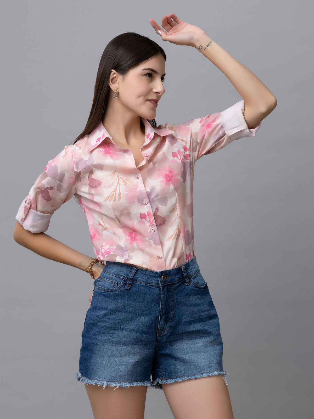 Pink Casual Linen Shirt | S67 - view 4