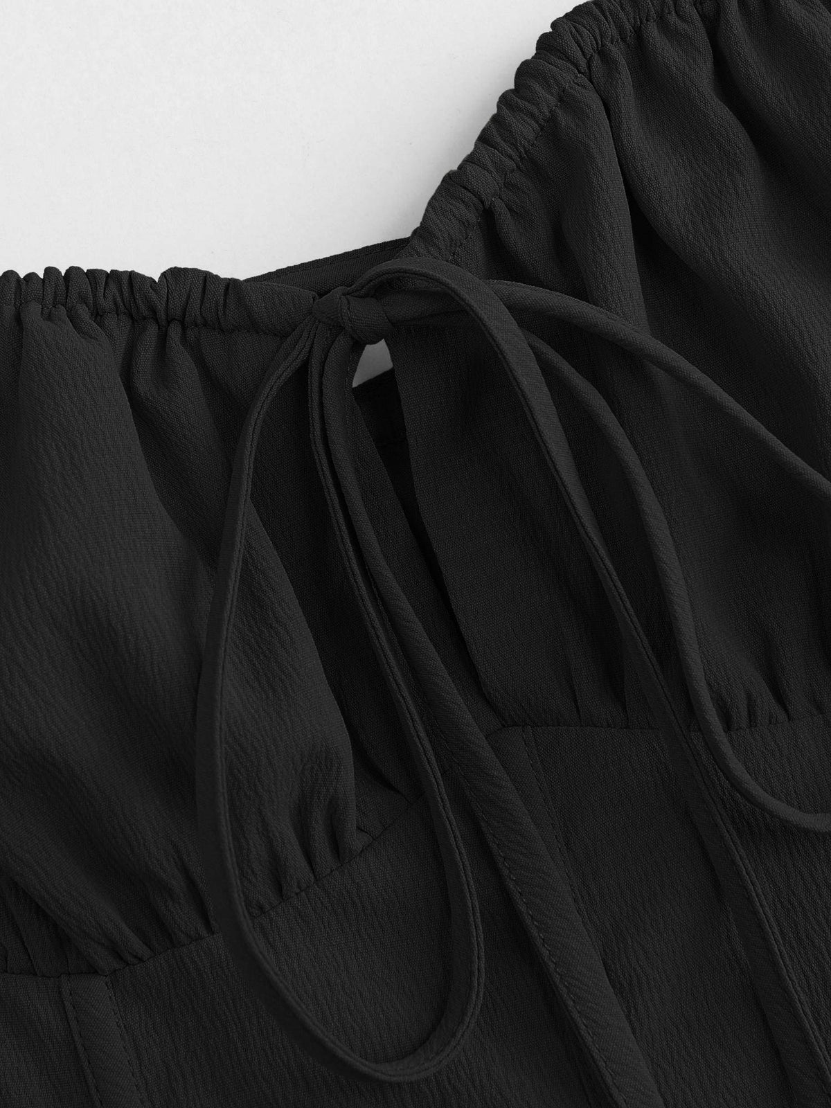 Square Neck Bowknot Corset Ruffle Split Cami Maxi Dress | D56 - view 2