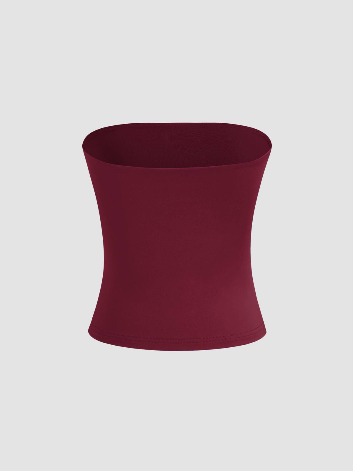 Red Contour Double Layered Strapless Solid Tube Top | TT90 - view 36