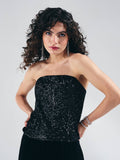 Black Sequin Tube Top | TT90 - view 1