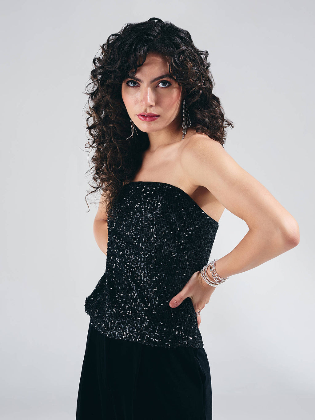 Black Sequin Tube Top | TT90 - view 3