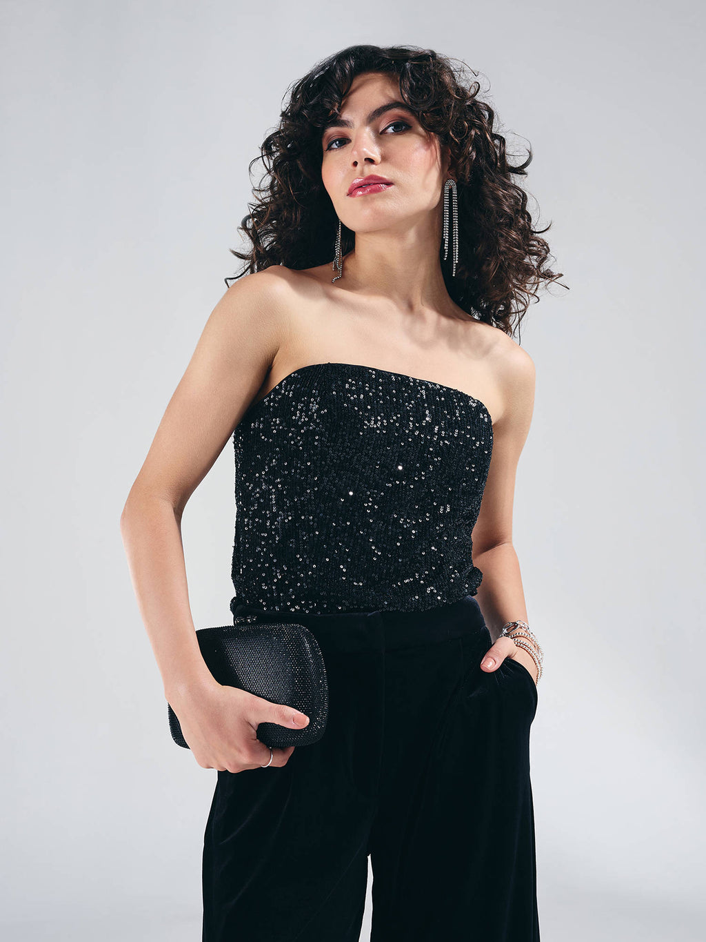Black Sequin Tube Top | TT90 - view 4