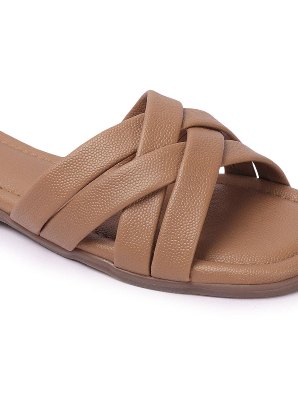 Womens Slip-On Cream Solid Open Toe Flats | F61 - view 24