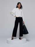 Cream Mandarin Neck Cut Work Detail Shirt | S67 - view 1