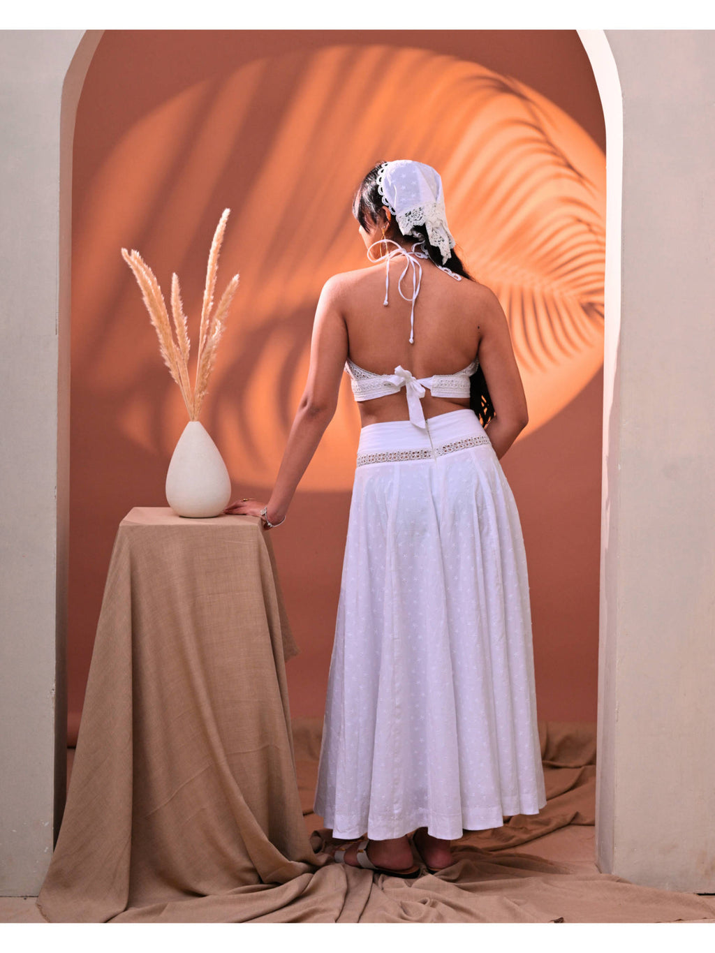 White Halter Neck Crop Top | CT61 - view 2