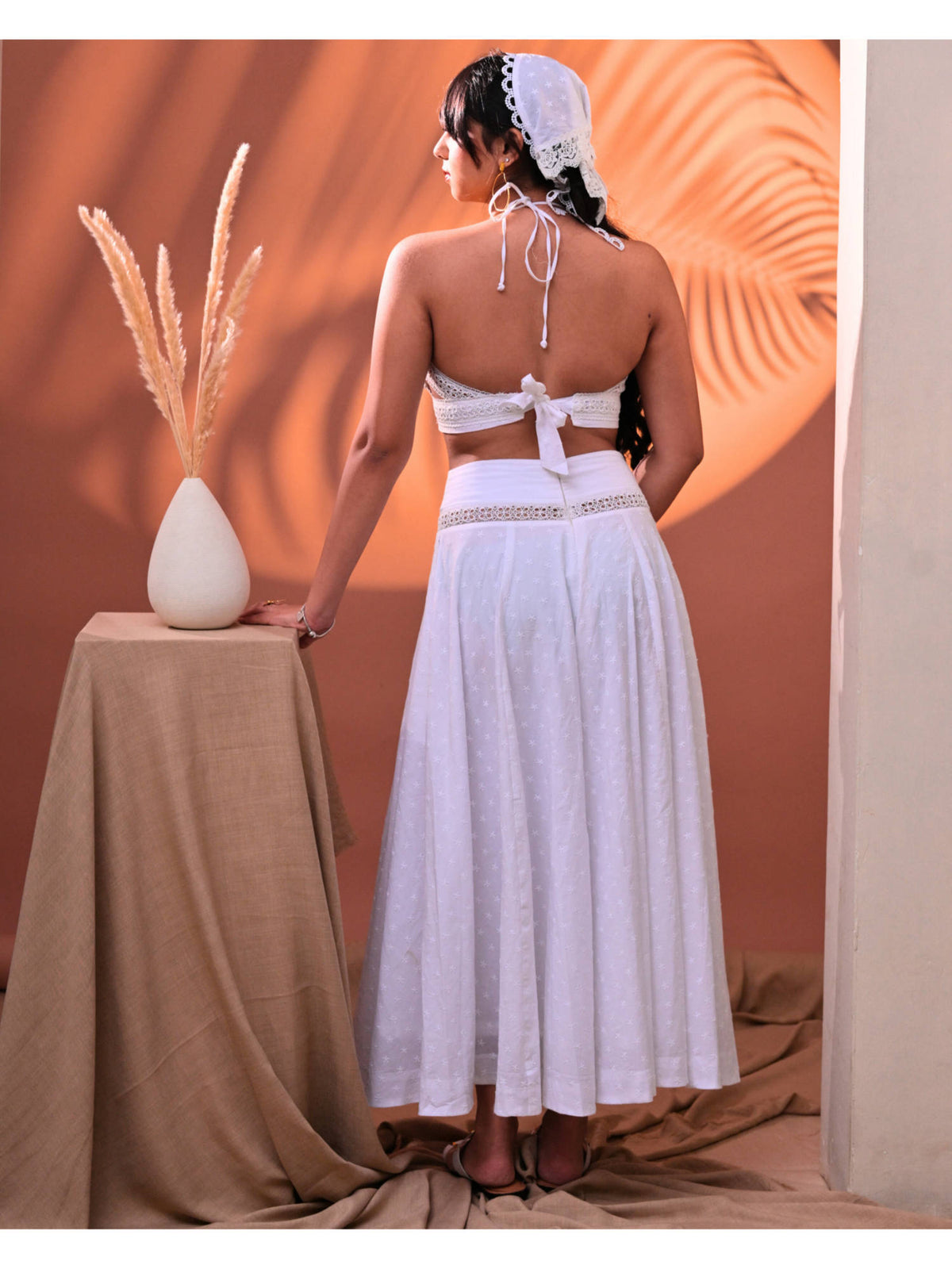 White Halter Neck Crop Top | CT61 - view 3