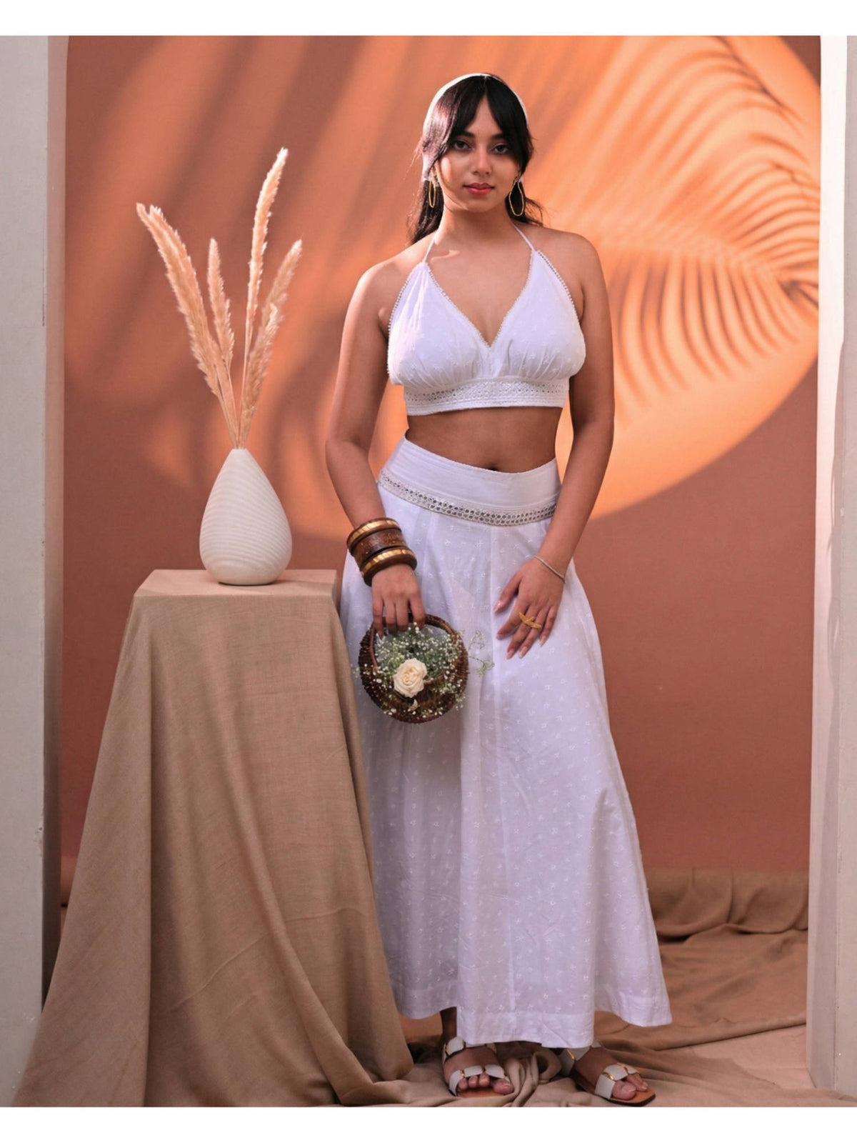 White Halter Neck Crop Top | CT61 - view 5