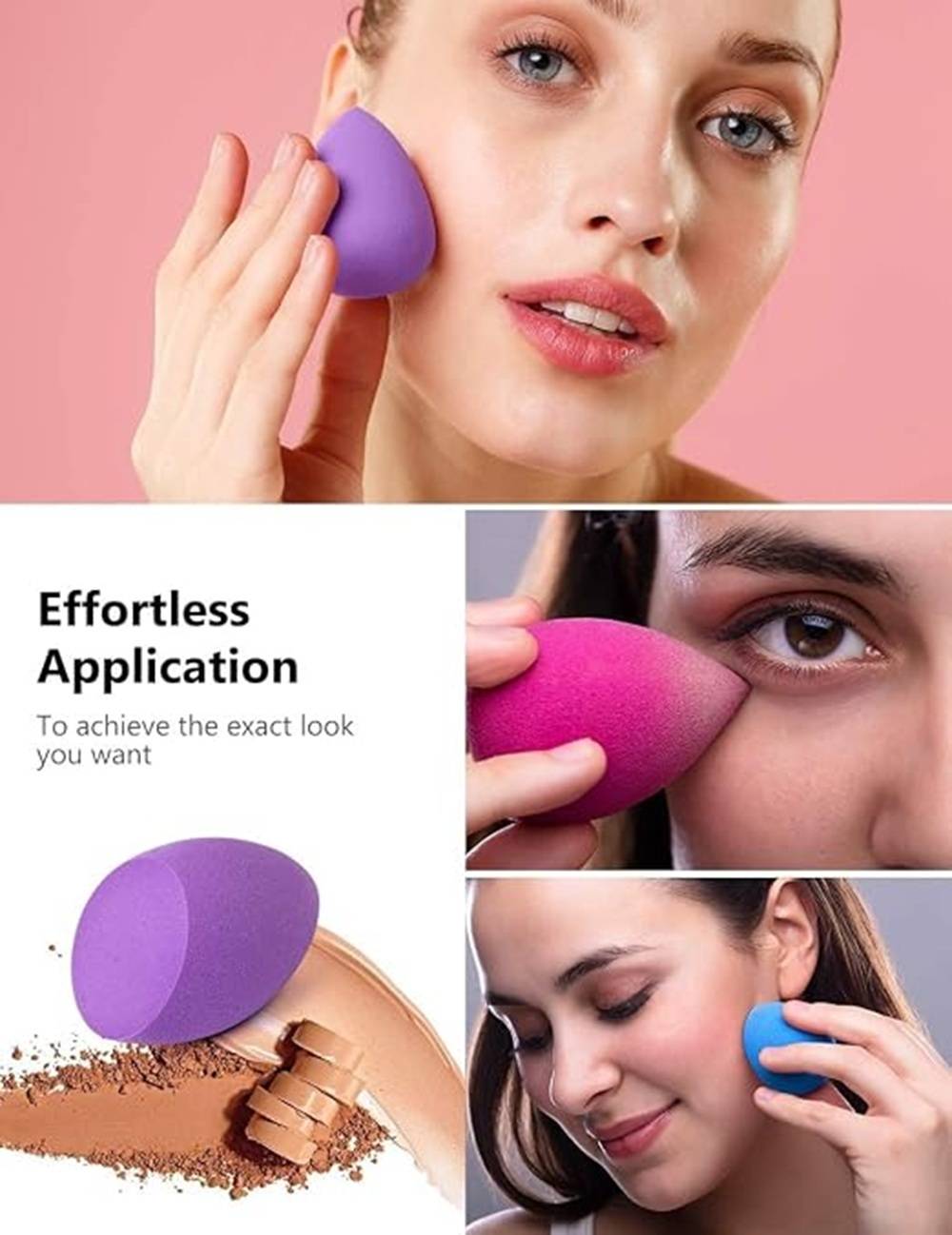Blender Besties - 7 Makeup Sponges In Jar - 4 Full Size & 3 Mini Puffs For Foundation | T32 - view 3
