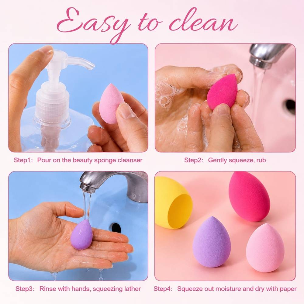 Blender Besties - 7 Makeup Sponges In Jar - 4 Full Size & 3 Mini Puffs For Foundation | T32 - view 4