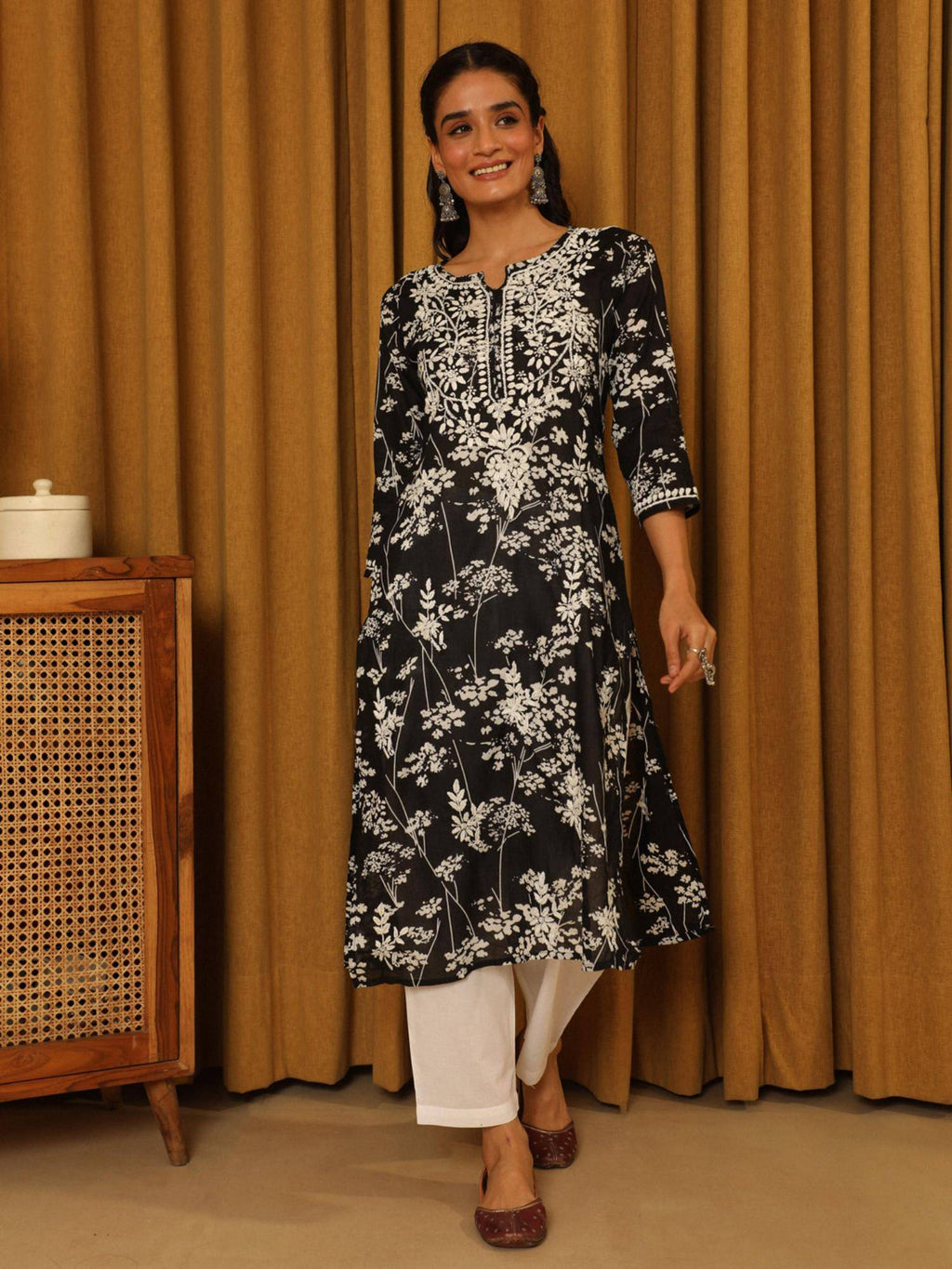 Chikankari Woven Printed Long Kurta | KDG - view 38