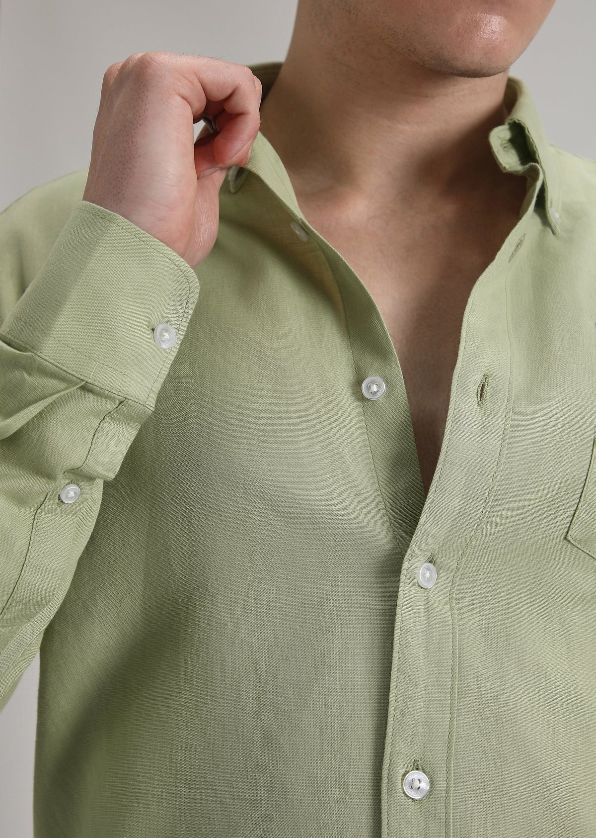 Pastel Green Cotton Linen Shirt