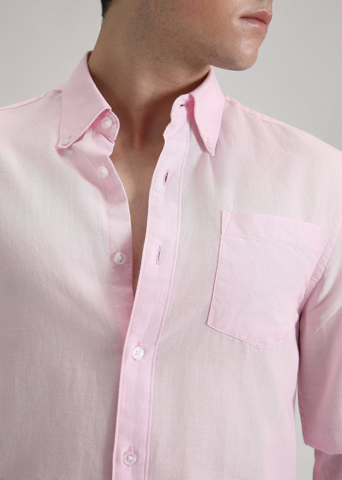 Pale Pink Cotton Linen Shirt