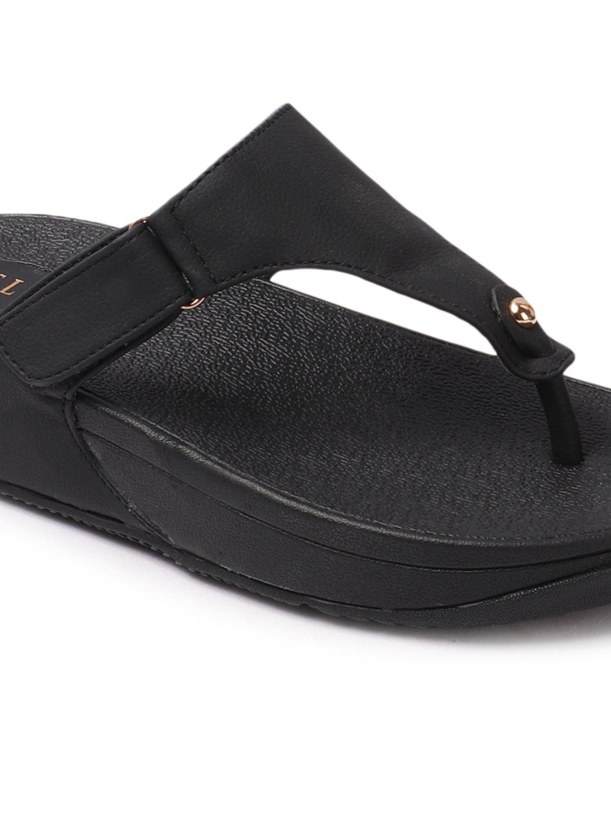 Womens Black Casual Velcro Sandals | SD89 - view 4