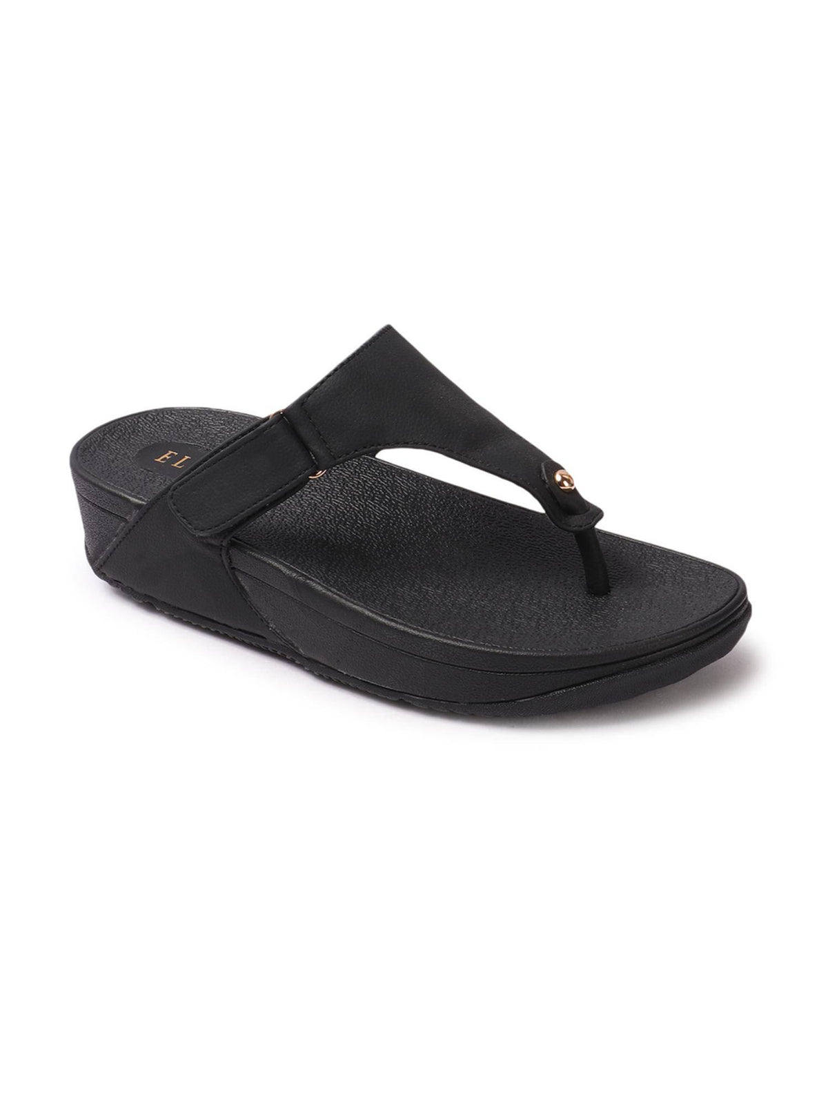 Womens Black Casual Velcro Sandals | SD89 - view 5