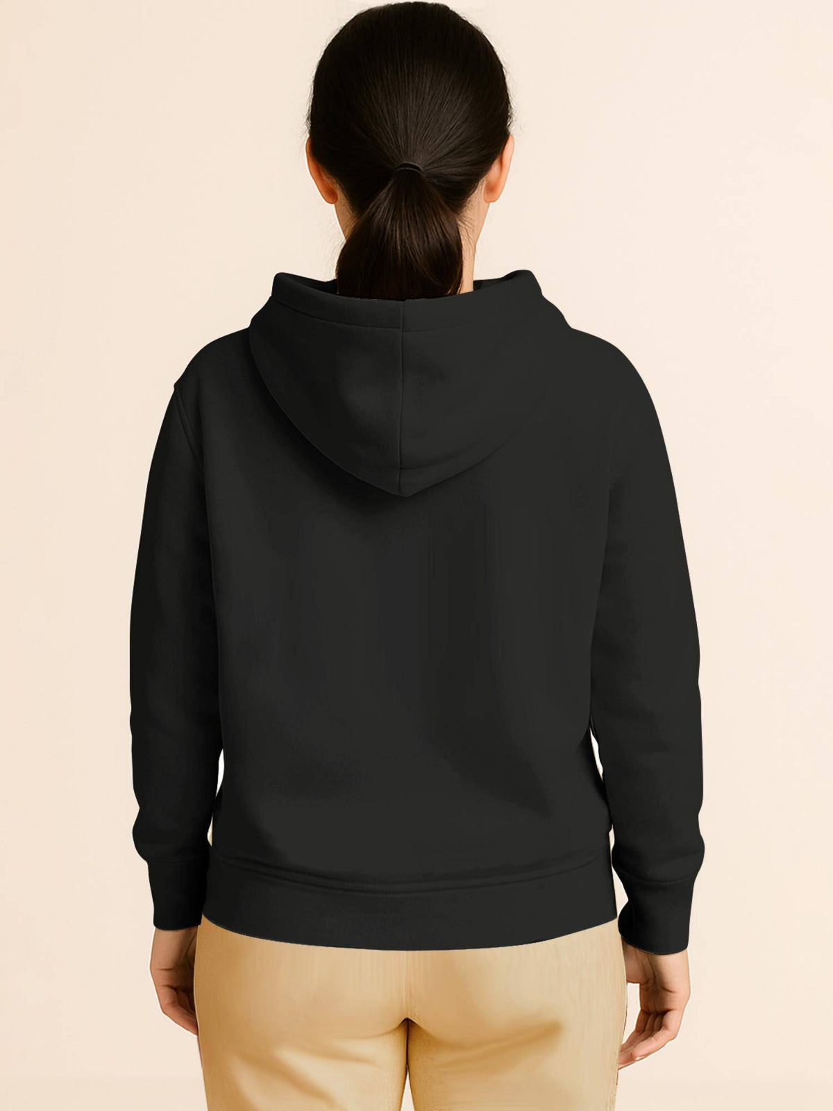 Women Black Cotton Blend Floral Regular Fit Hoodie | SS90 - view 3