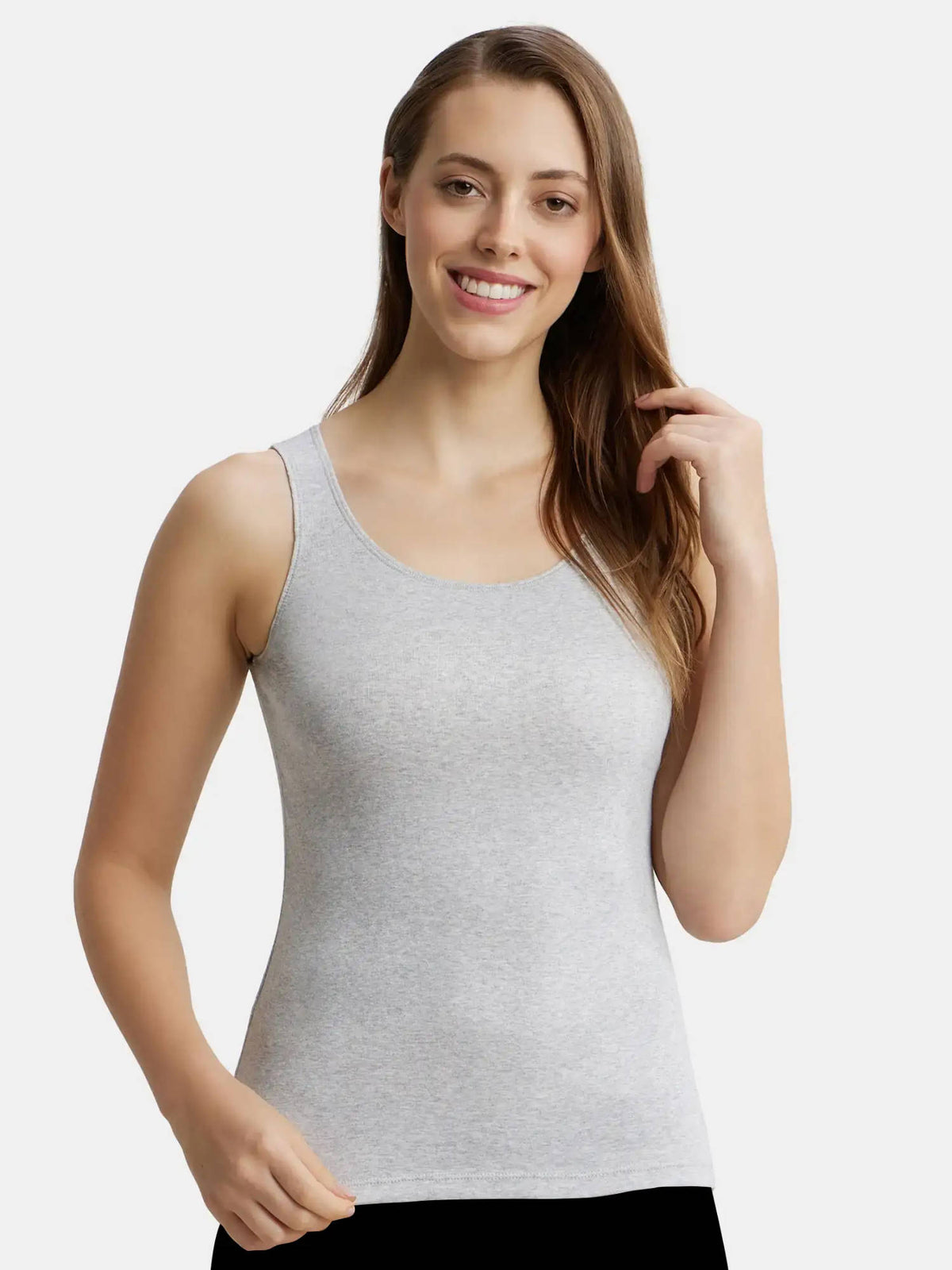 1535 Women Super Combed Cotton Rib Fabric Inner Tank Top - Black | TT98 - view 13