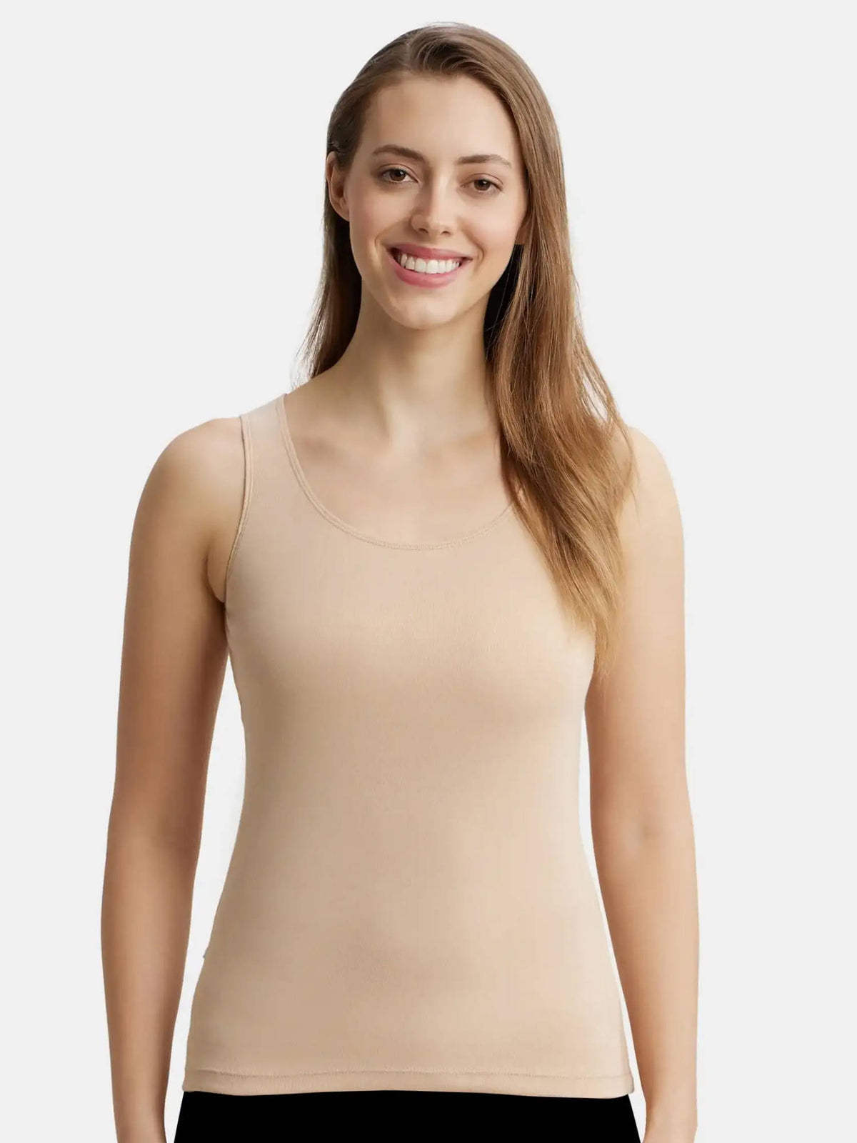 1535 Women Super Combed Cotton Rib Fabric Inner Tank Top - Black | TT98 - view 20