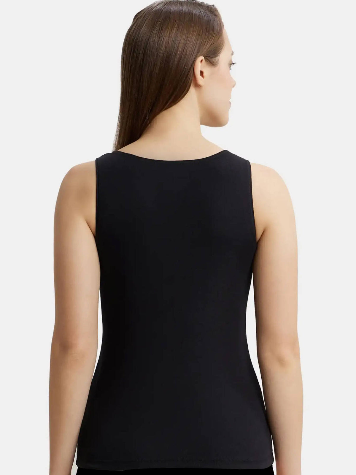1535 Women Super Combed Cotton Rib Fabric Inner Tank Top - Black | TT98 - view 3