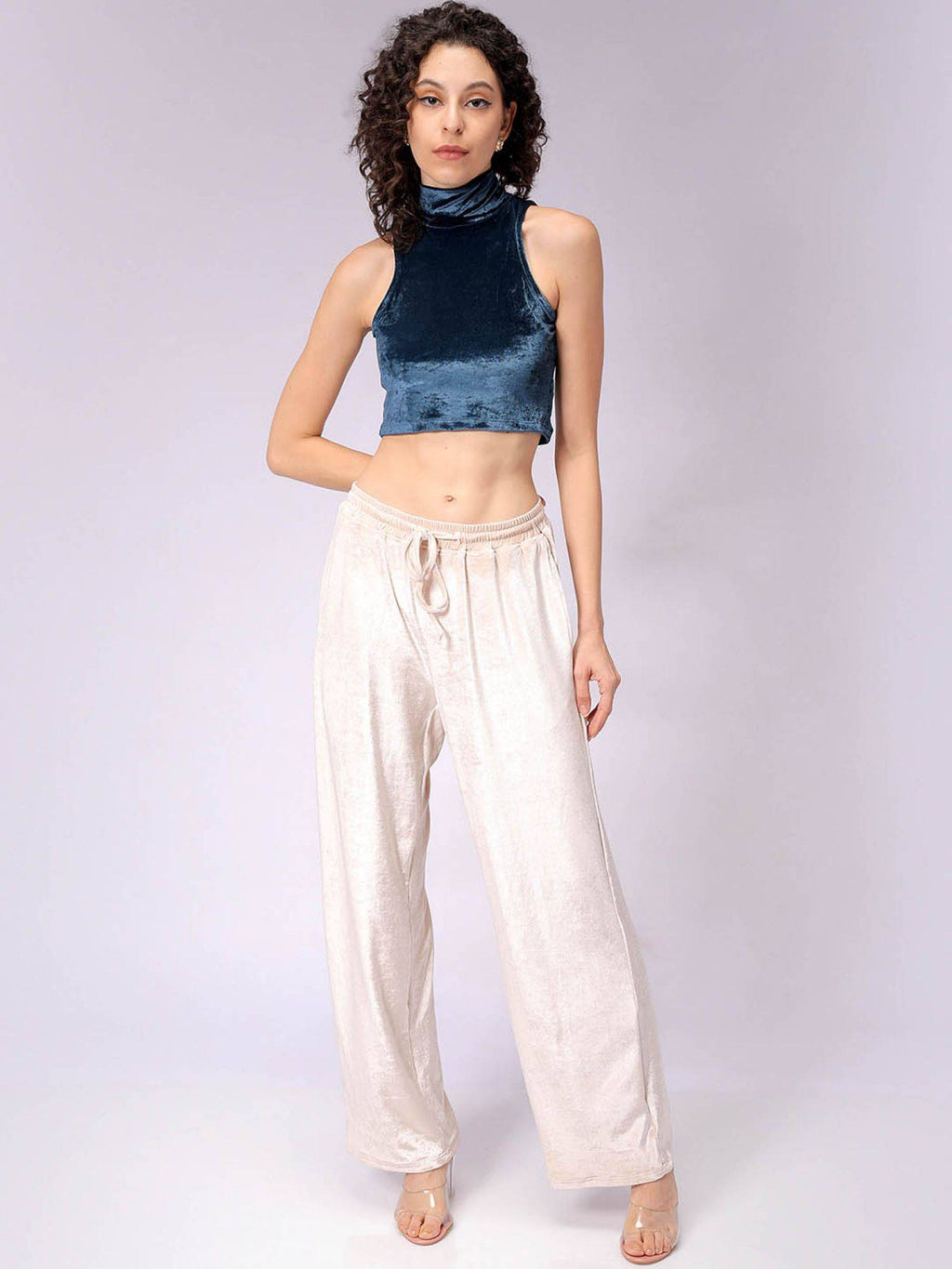 Women Navy Blue Fitted Solid Crop Top | CT61 - view 6