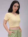 Women Yellow Fitted Solid Crop Top | CT61 - view 1