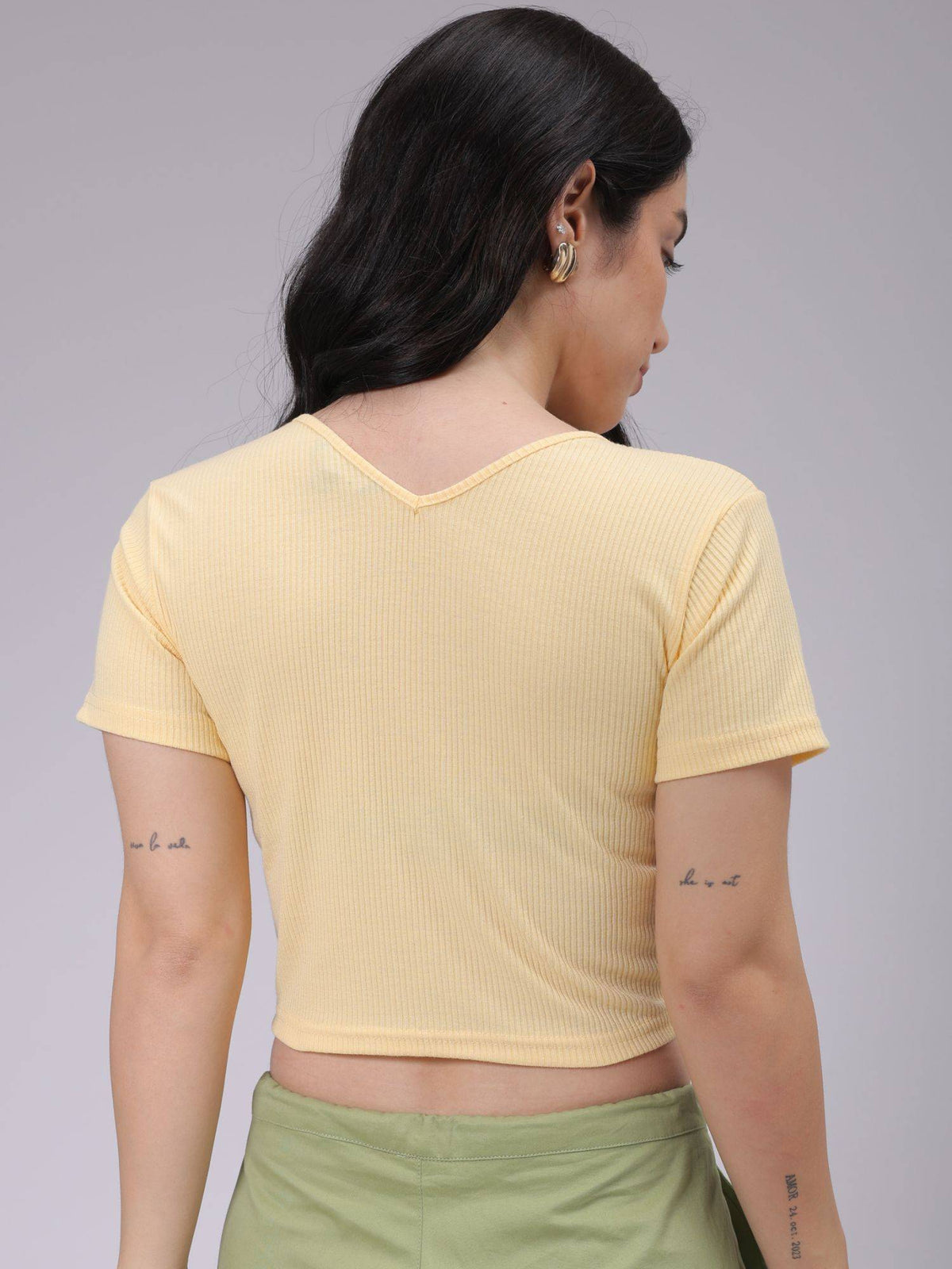 Women Blue Fitted Solid Crop Top | CT61 - view 11