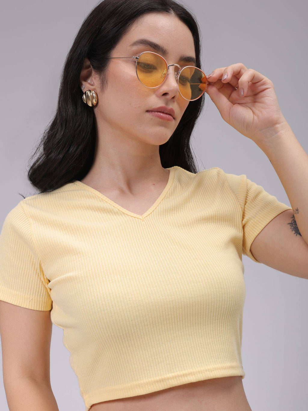 Women Blue Fitted Solid Crop Top | CT61 - view 12