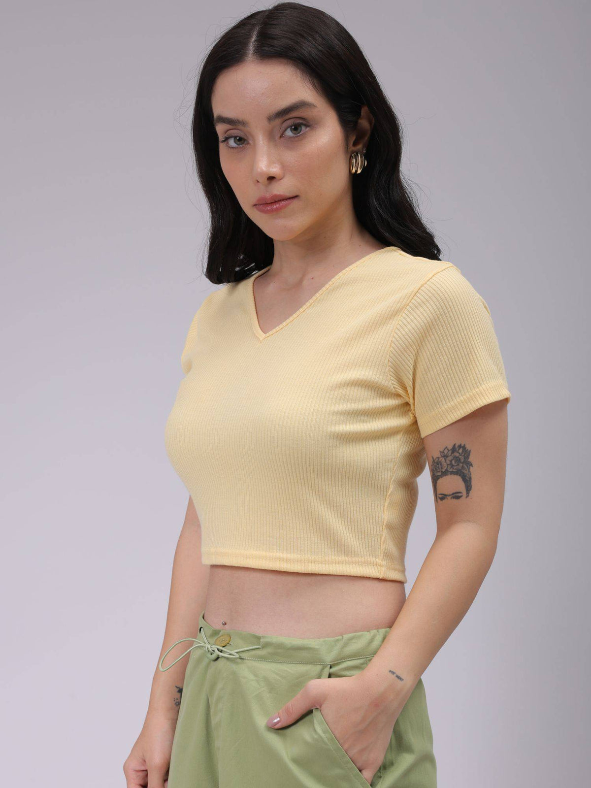 Women Blue Fitted Solid Crop Top | CT61 - view 13